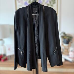 Trouve Shawl Lapel Lined Zip Blazer Jacket Dark Academia Black Womens Size Large